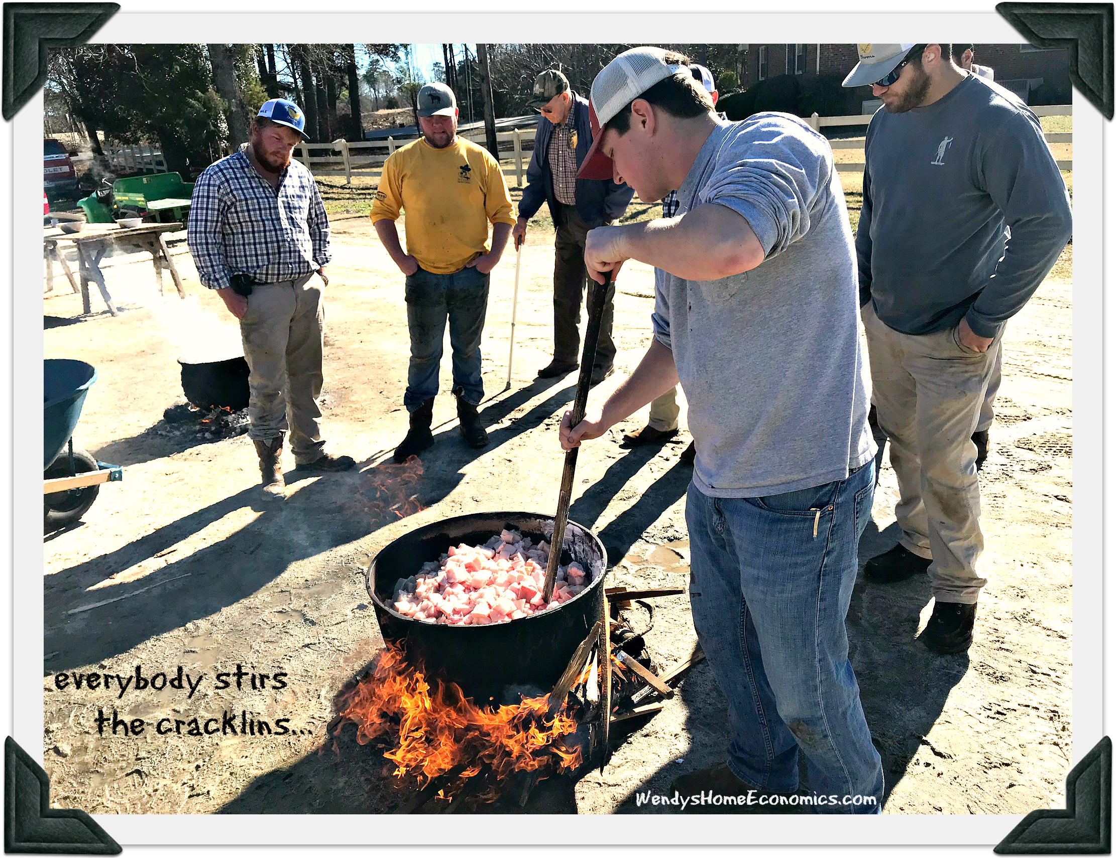 everybody stirs the cracklins