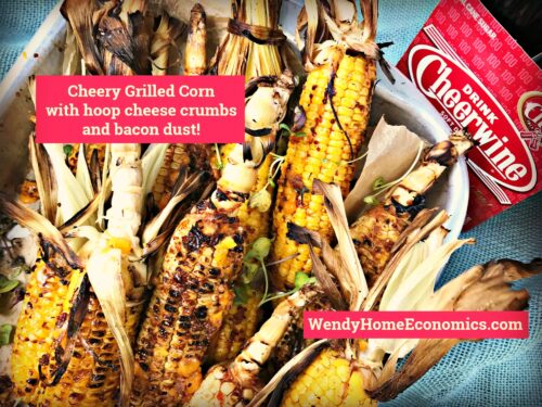 Cheery Grilled Corn with Hoop Cheese & Bacon Dust
