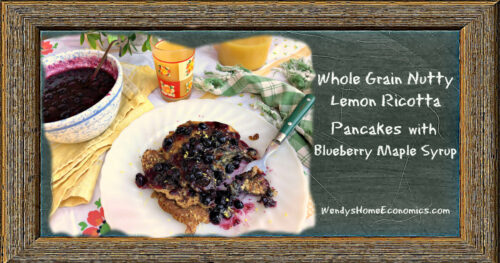 Whole Grain Nutty Lemon Ricotta Pancakes with Blueberry Maple Syrup