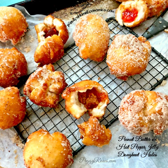 Peanut Butter & Hot Pepper Jelly Doughnut Holes… with Peggy Roses jellies and all natural peanut butter