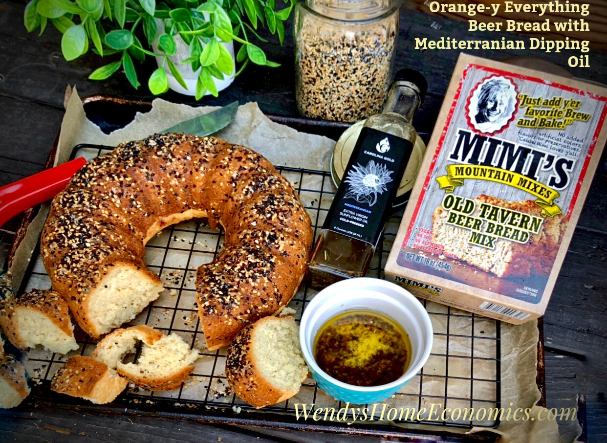 Orange-y Everything Beer Bread with Mediterranean Dipping Oil