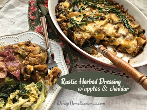 Rustic Herbed Dressing with apples and cheddar