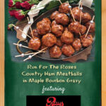 meatballs made with country ham in a maple bourbon gravy for Kentucky Derby parties