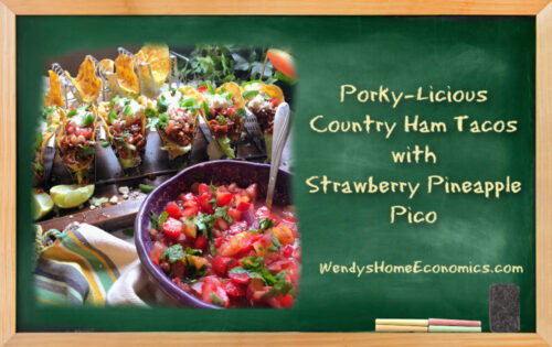image of country ham tacos with strawberry pineapple pico