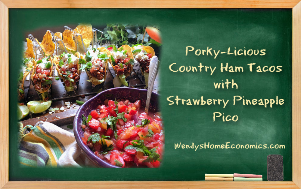 image of country ham tacos with strawberry pineapple pico