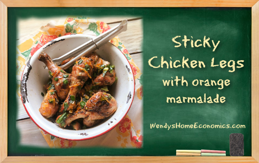 image of sticky chicken legs with orange marmalade