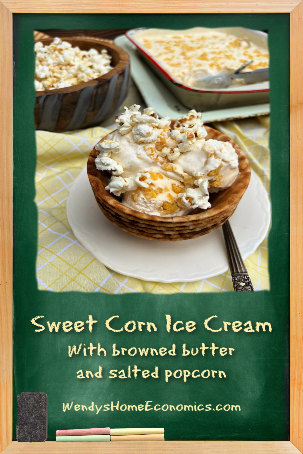 Sweet Corn Ice Cream With browned butter and salted popcorn Wendy's